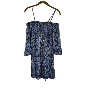 Colorful Floral Tank Mini Dress Blue 4 Paisley Resort Preppy Cottage Classic 80s